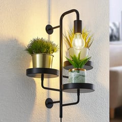 Lindby applique Hanjo, altezza 50 cm, nero, metallo