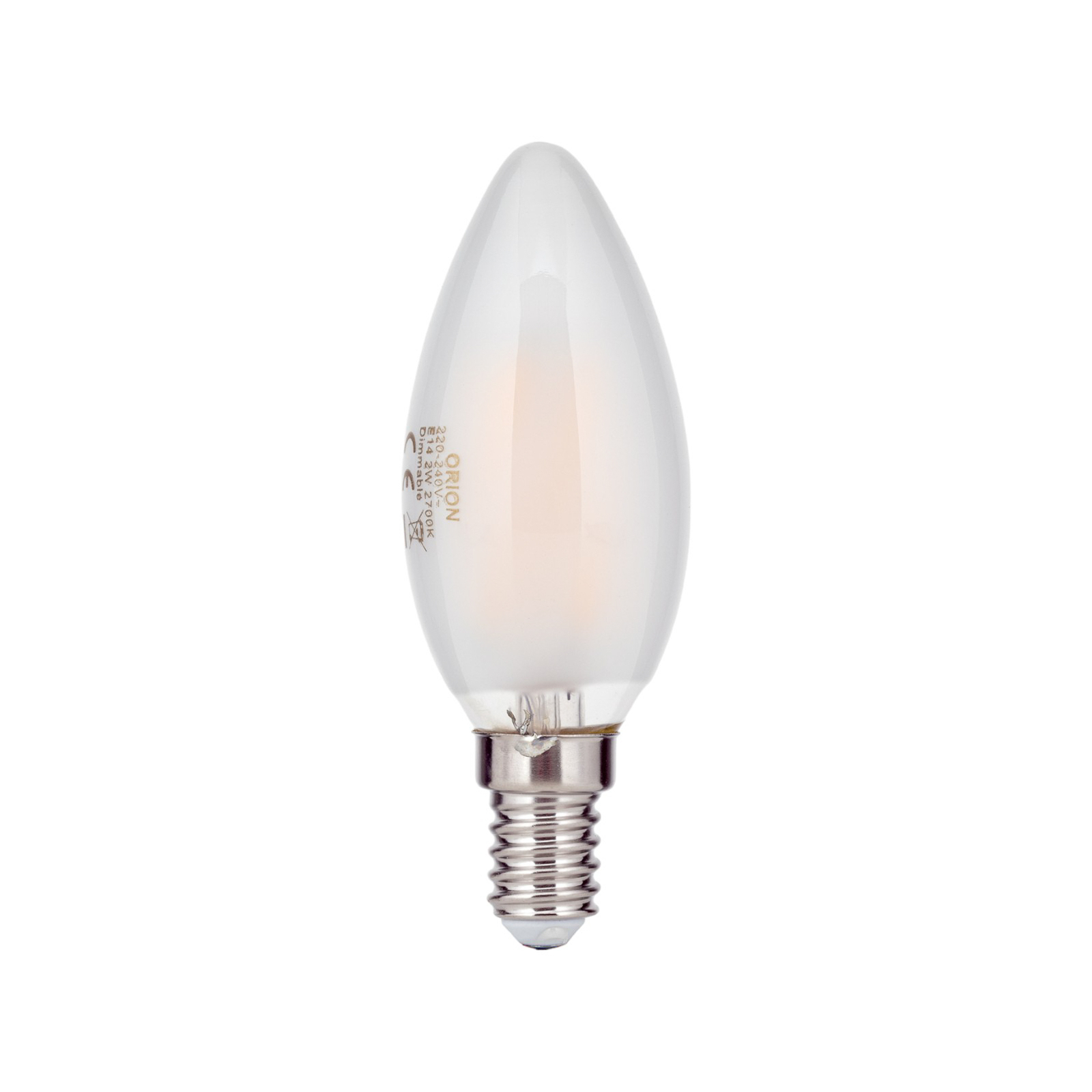 LED bulb E14 C35, matt, 2W, 2,700 K, 180 lm, dimmable