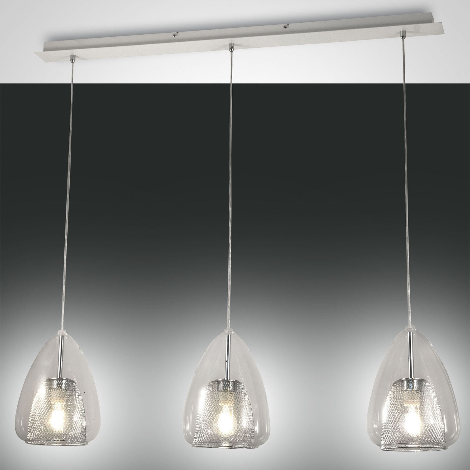Britton hængelampe, 3 lyskilder, transparent