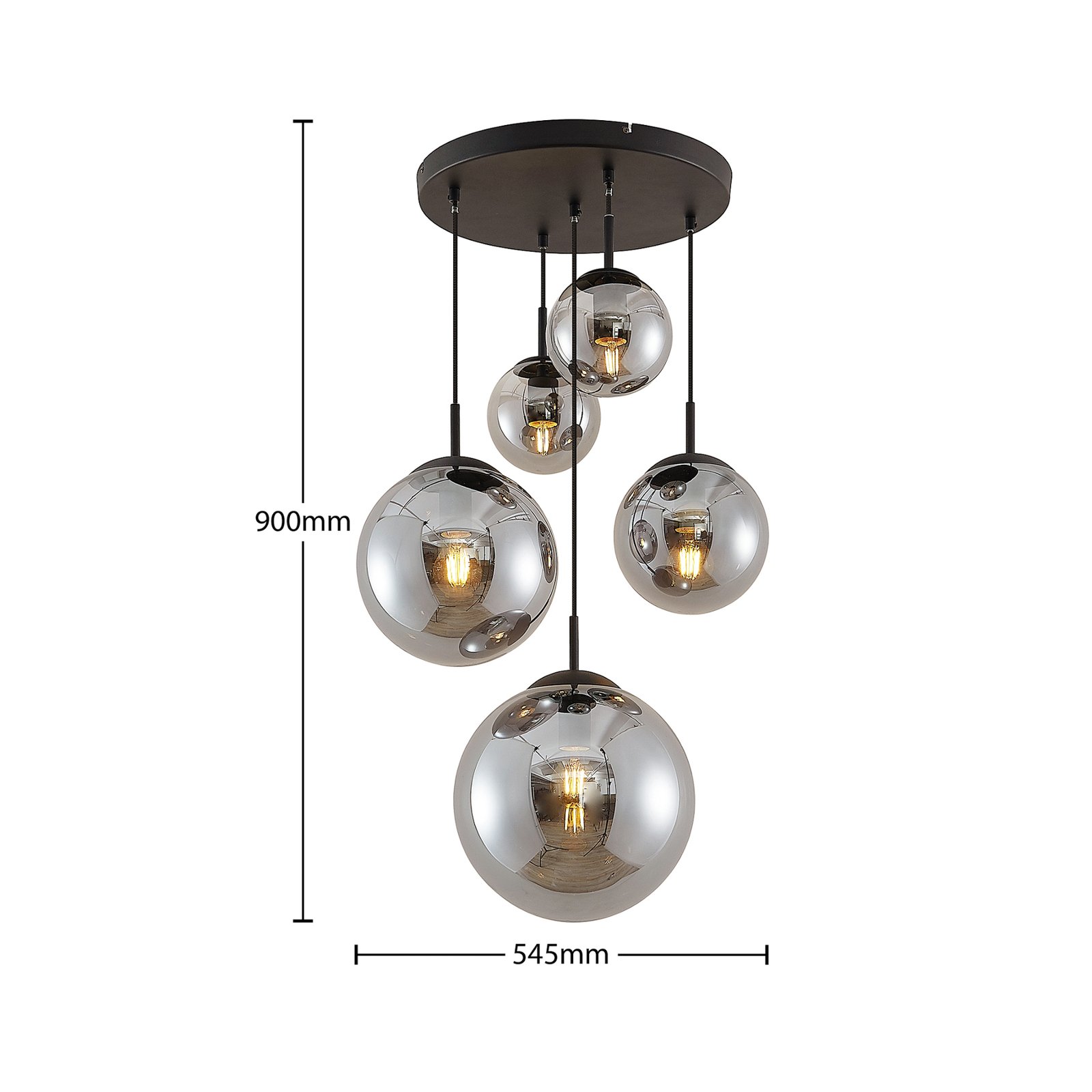 Teeja 5 Cluster Taklampa Smoke - Lindby