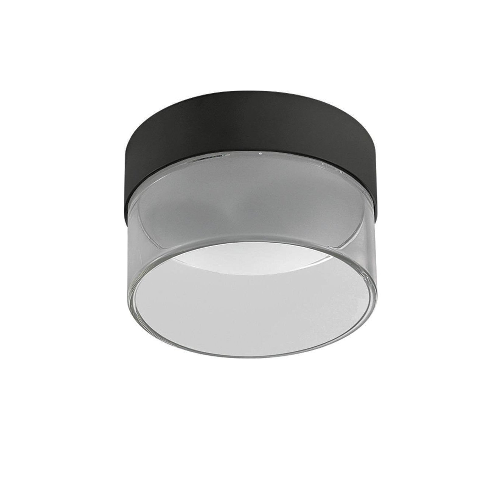 Crumb LED-taklampe, svart, Ø 10,4 cm, jern, glass