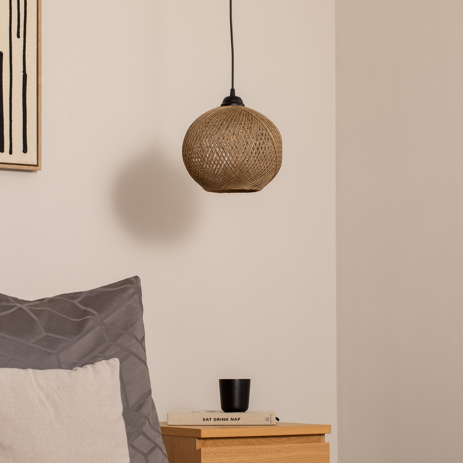 Hängeleuchte Yumak, braun, Ø 26 cm, Seil, 1-flammig Hängeleuchte Yumak, braun, Ø 26 cm, Seil, 1-flammig