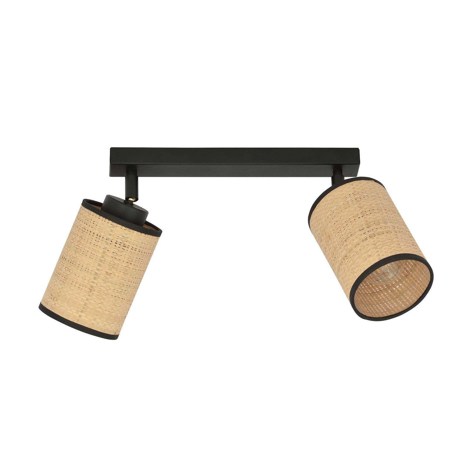 Euluna Spot pour plafond Yoga noir/aspect rotin 2 lampes