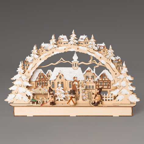 Flott LED-lysestaken By med vinterbarn