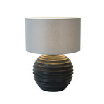Tischlampe GIOACCHINO, schwarz/grau, Höhe 50 cm, Holz/Chintz