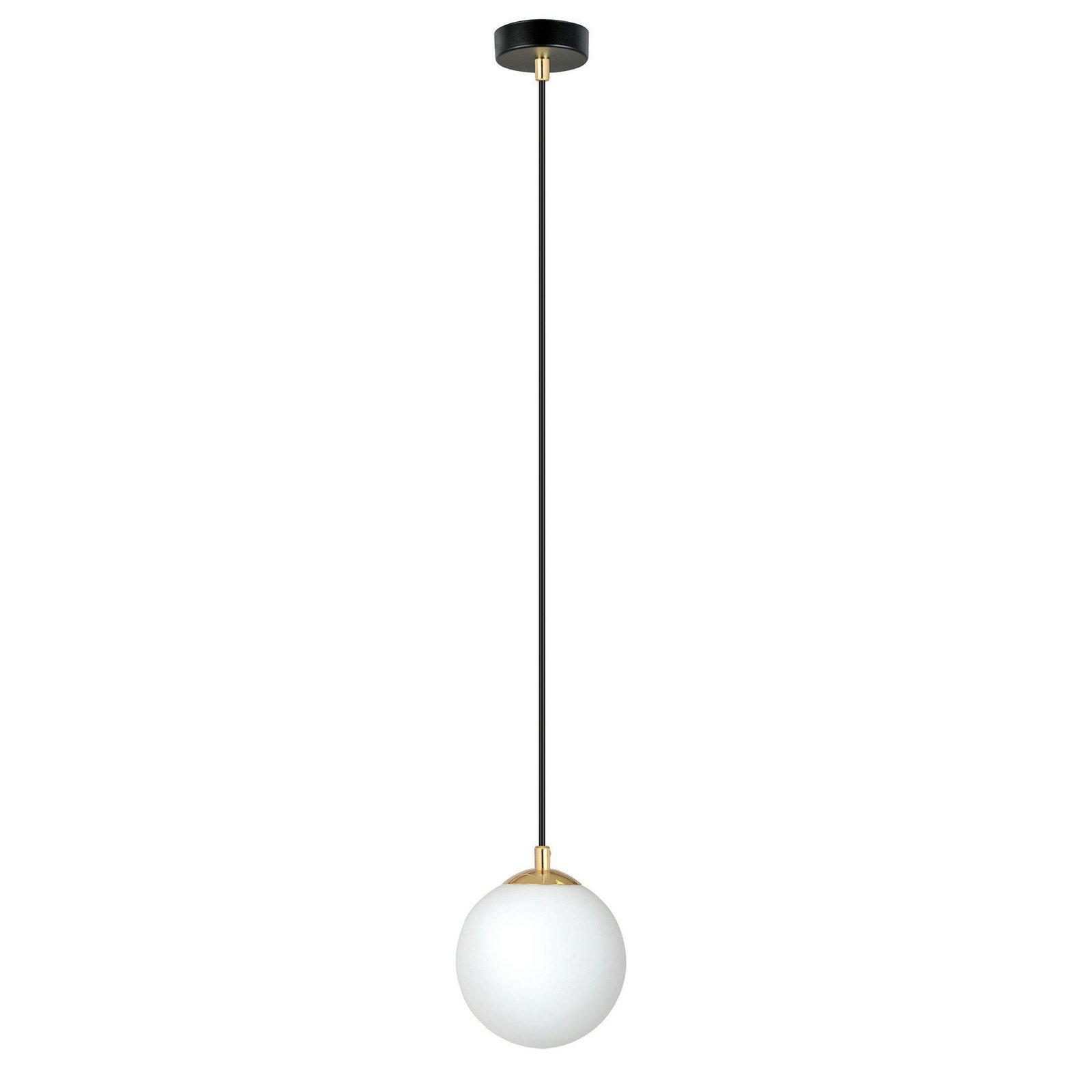 Candeeiro suspenso Royal, branco opalino/preto, vidro, E14