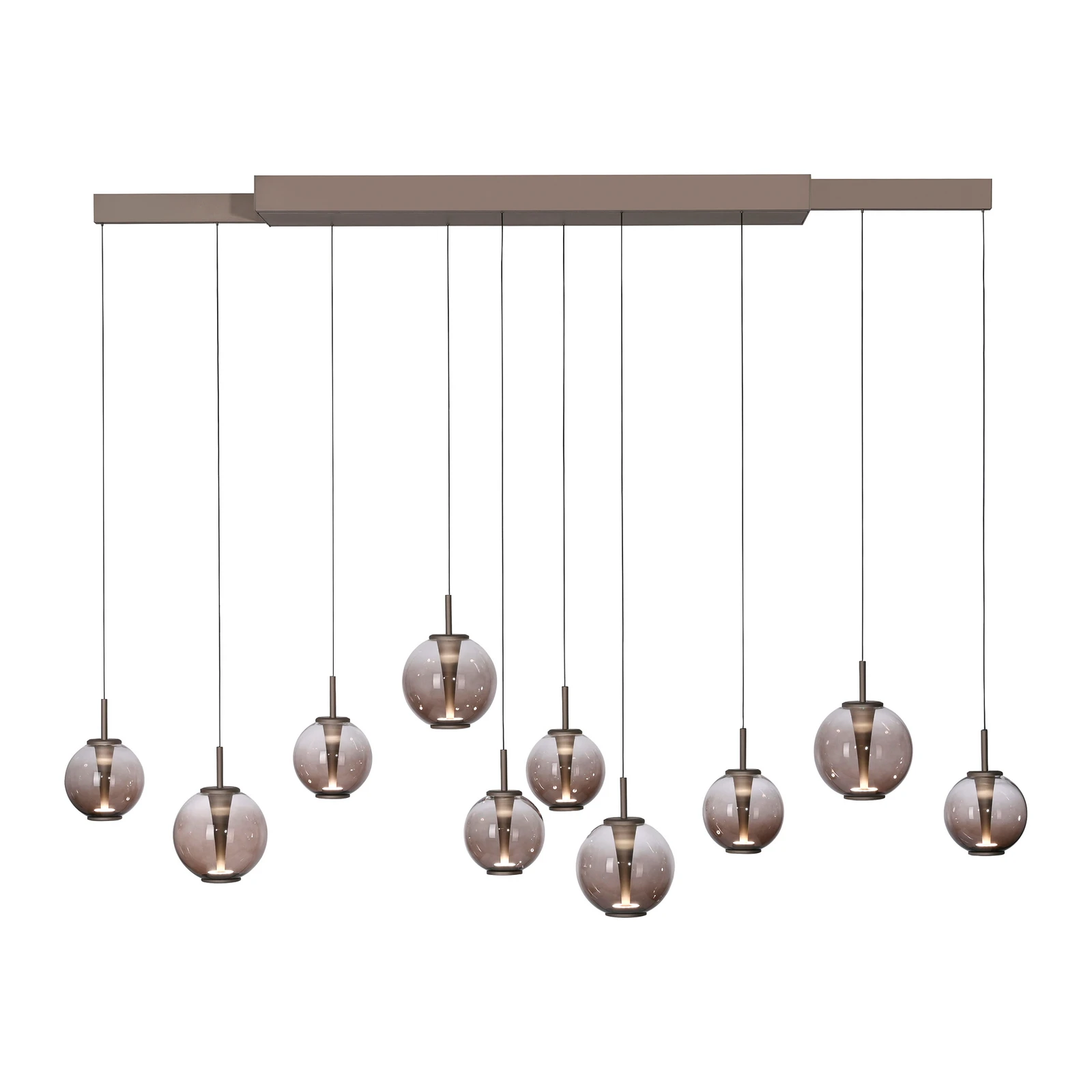 LED závěsné světlo PURE E-Infinity, bronzová/jantarová, 198 cm, 10 žárovek