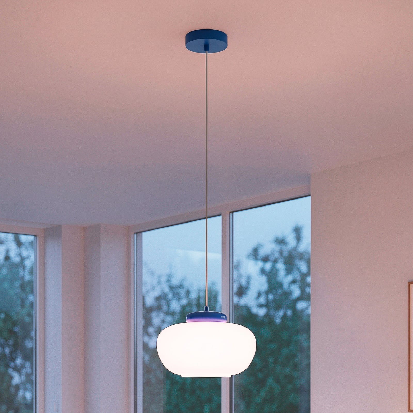 Hängeleuchte Berardelli, pink/blau, Ø 30 cm, Glas, E27