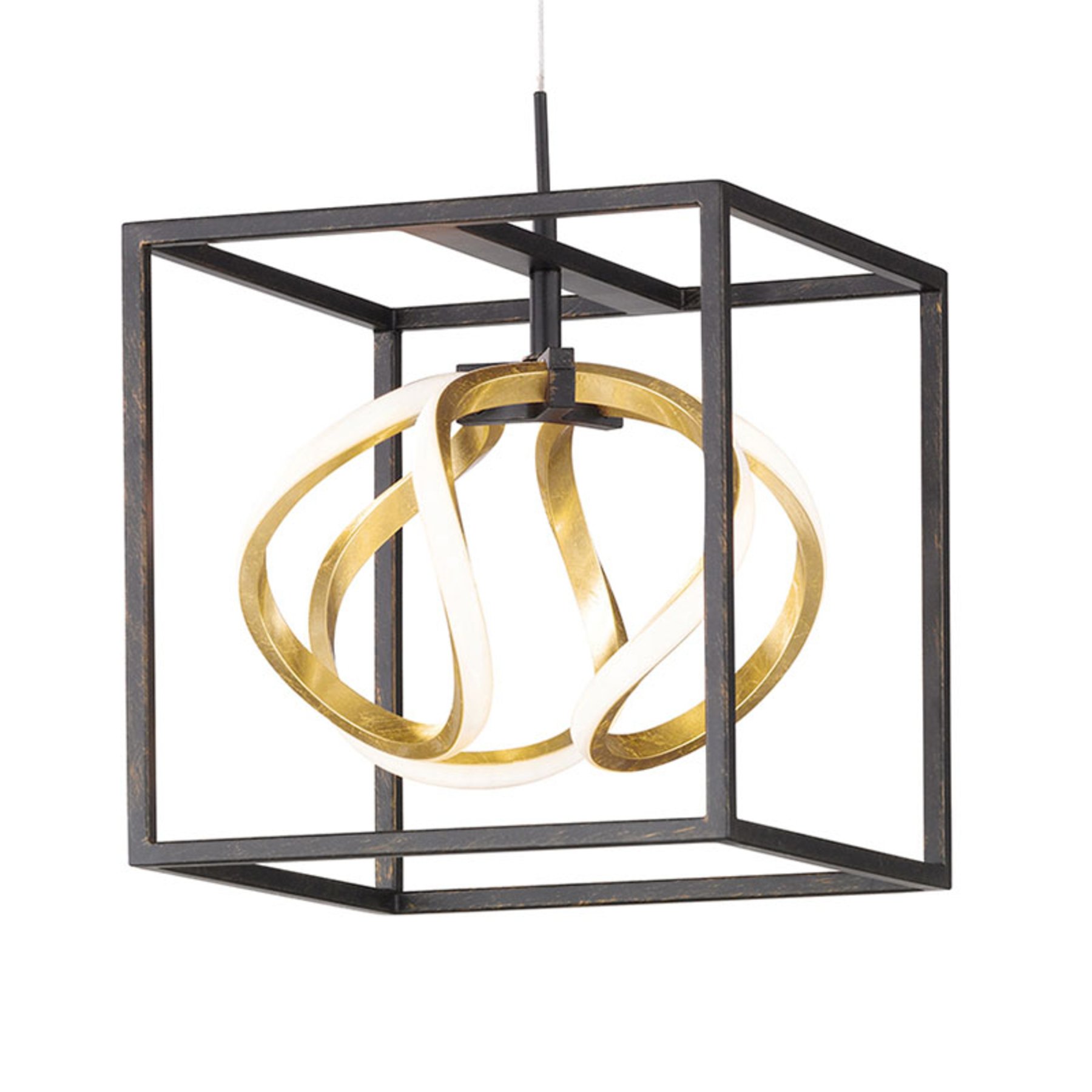 Fischer & Honsel Gesa LED hanging light with metal cage, 1-bulb, for Living / Dining Room, metal, 17 W, energy efficiency: A+, L: 27 cm, W: 27 cm