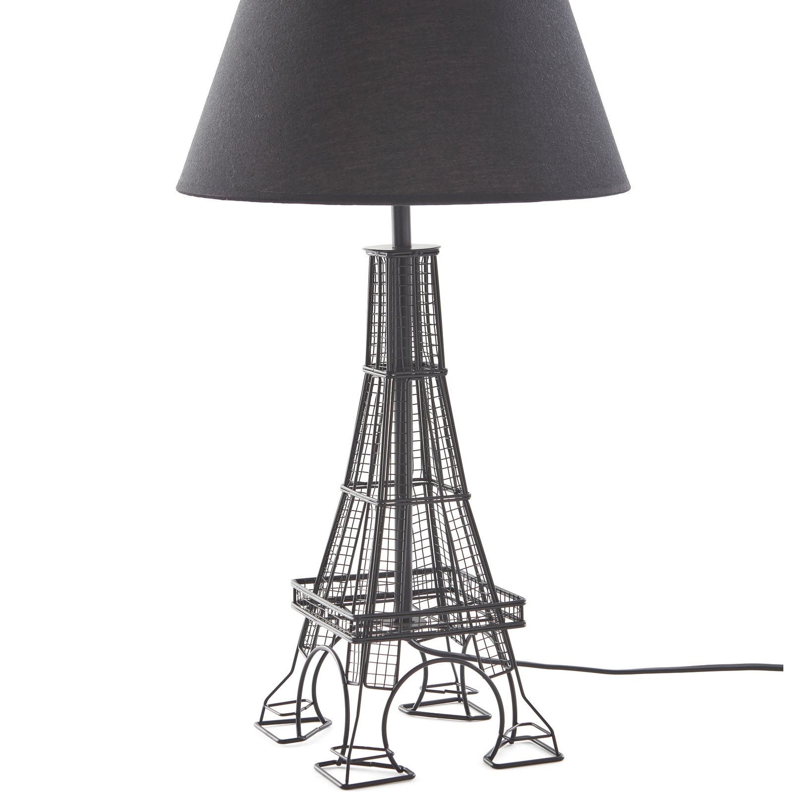 Lindby Croia table lamp, black, metal, Ø 28 cm, E27