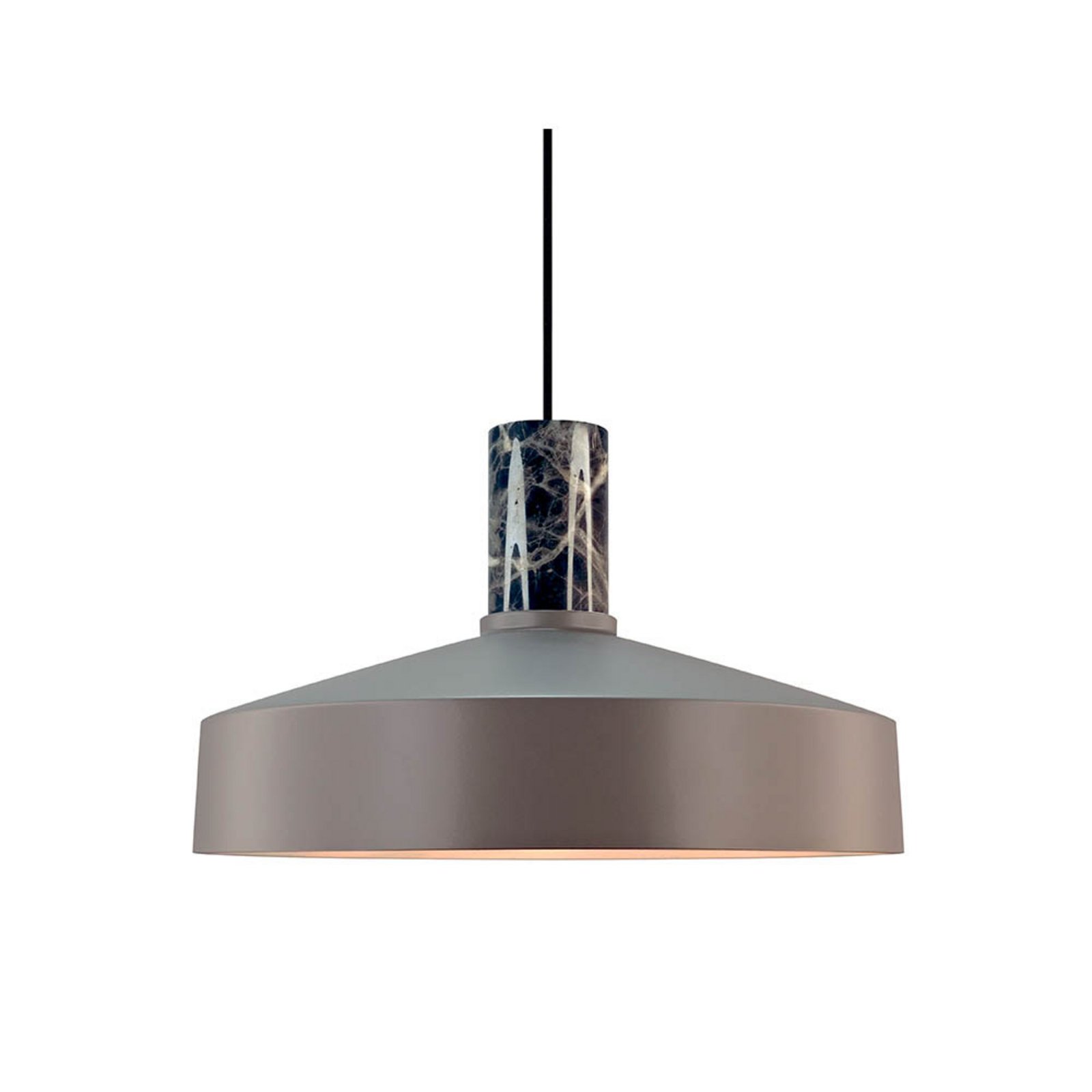 Pendellampe Elvas, hellbraun, Ø 37 cm, Metall/Marmor