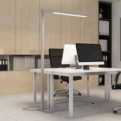 Arcchio lampa stojąca biurowa LED Susi, srebrny, czujnik, ściemniacz dotykowy
