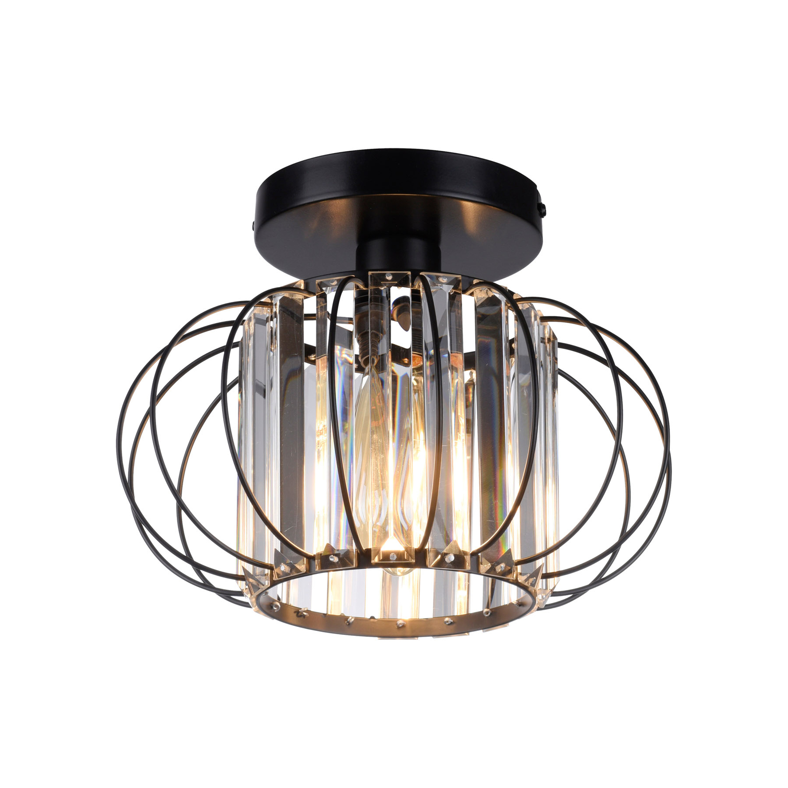 Scula ceiling light with cage shade, black