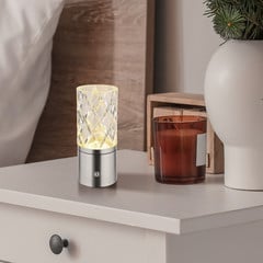 Lampa stołowa LED Lunki, kolor nikiel, wysokość 19 cm, CCT