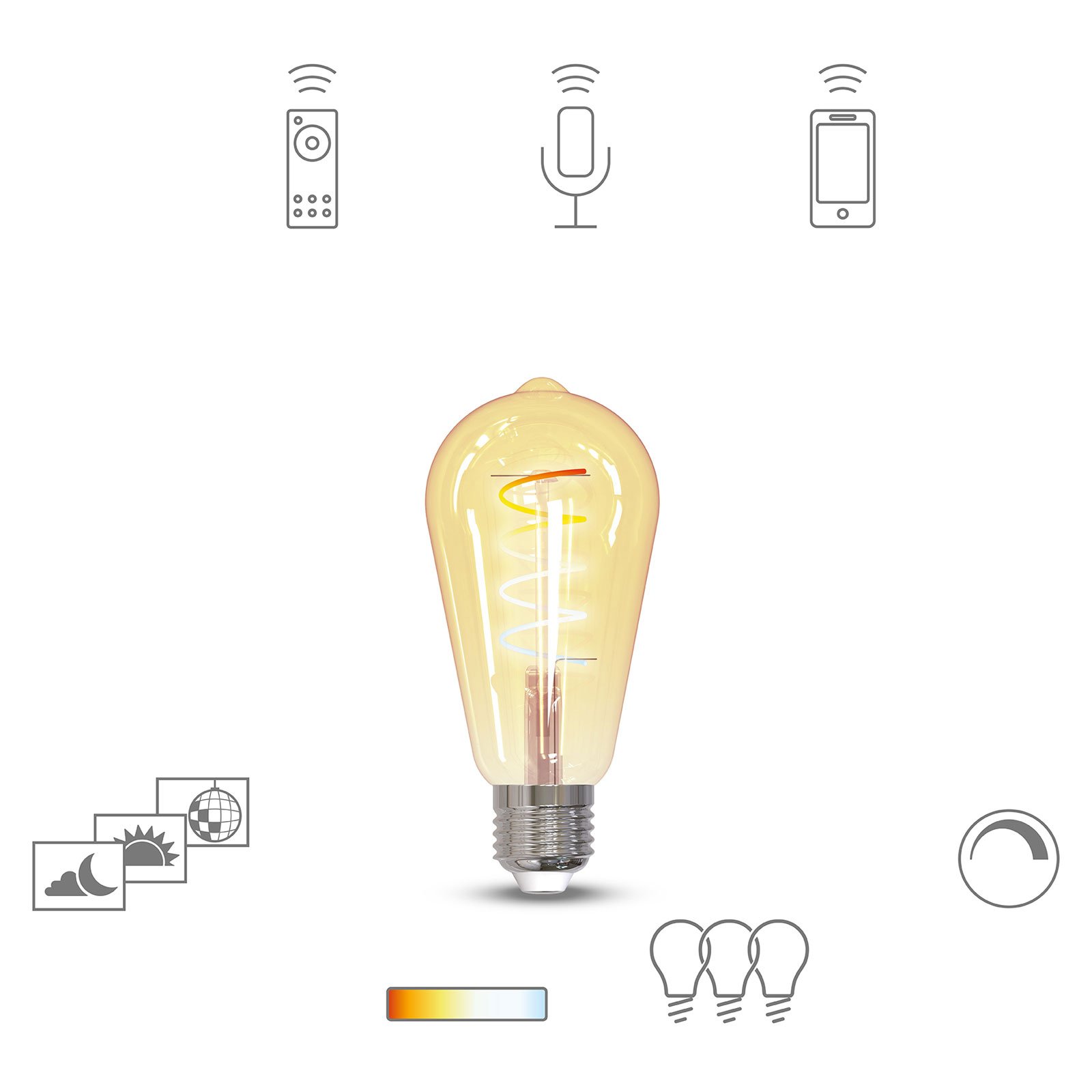 Müller Licht tint LED-lampa Retro guld E27 5,5 W