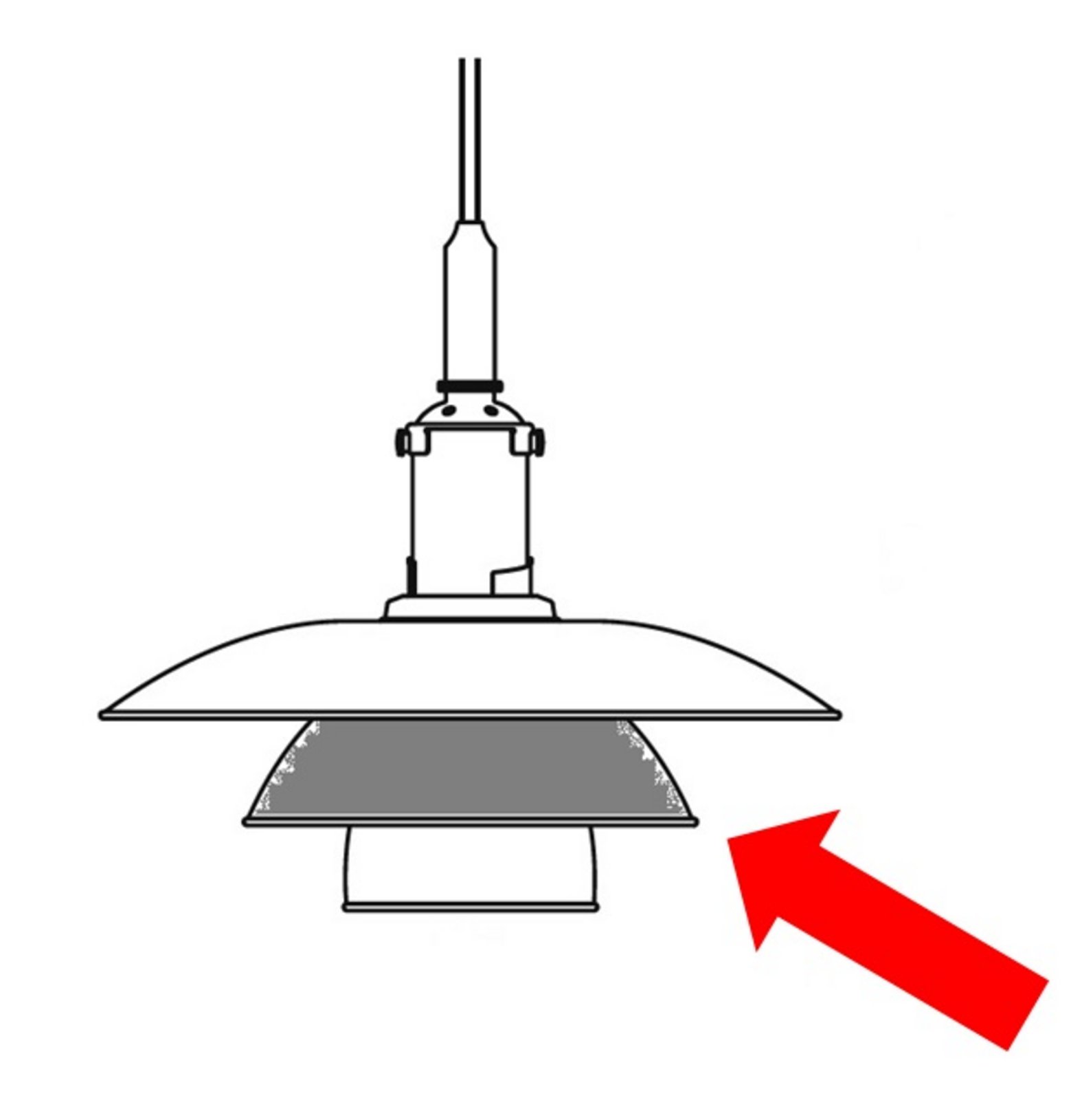 PH 3½-3 Mittlerer Farbton  für Pendelleuchte  White/Metall - Louis Poulsen