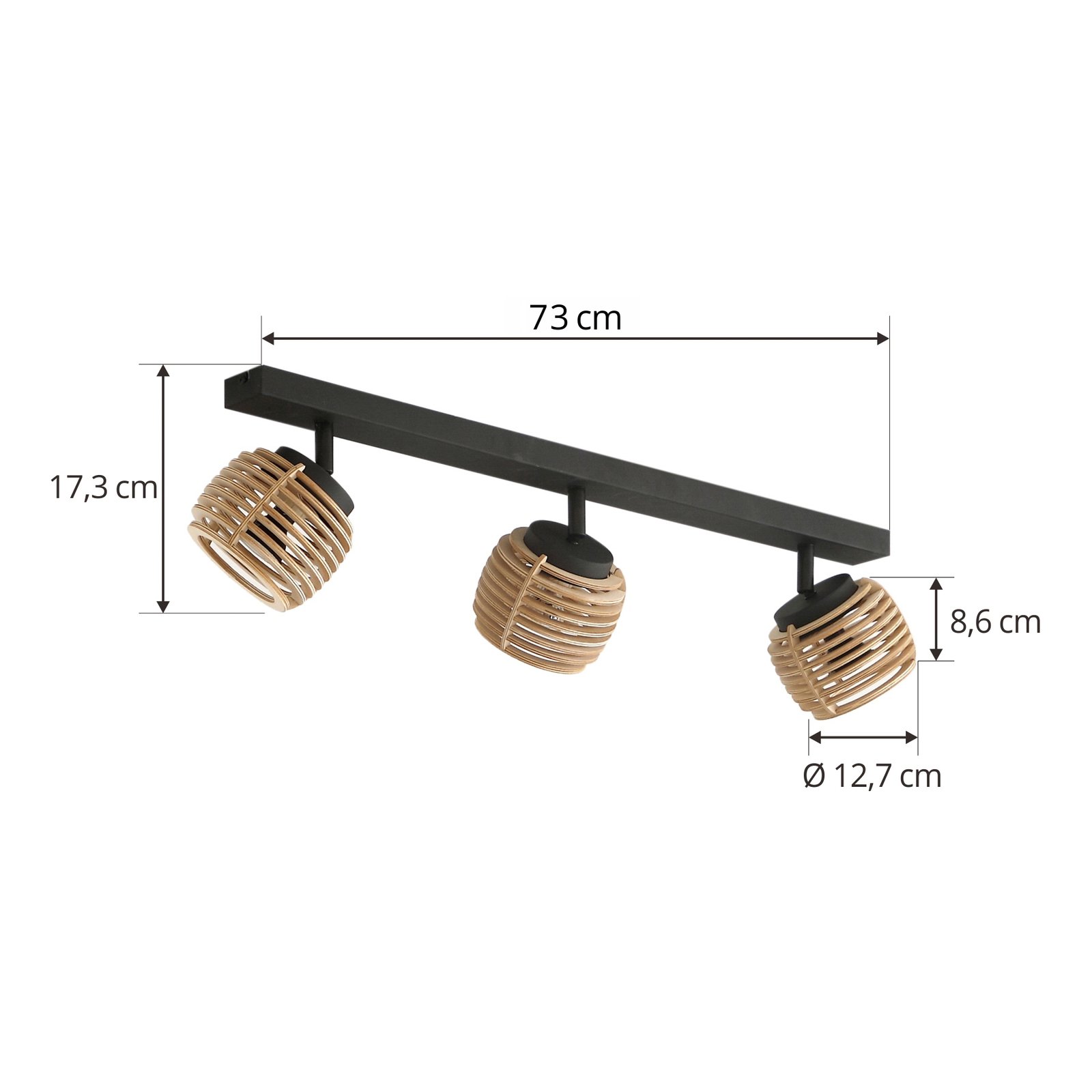 Ediz 3 Ceiling Lamp Wood/Black - Lindby