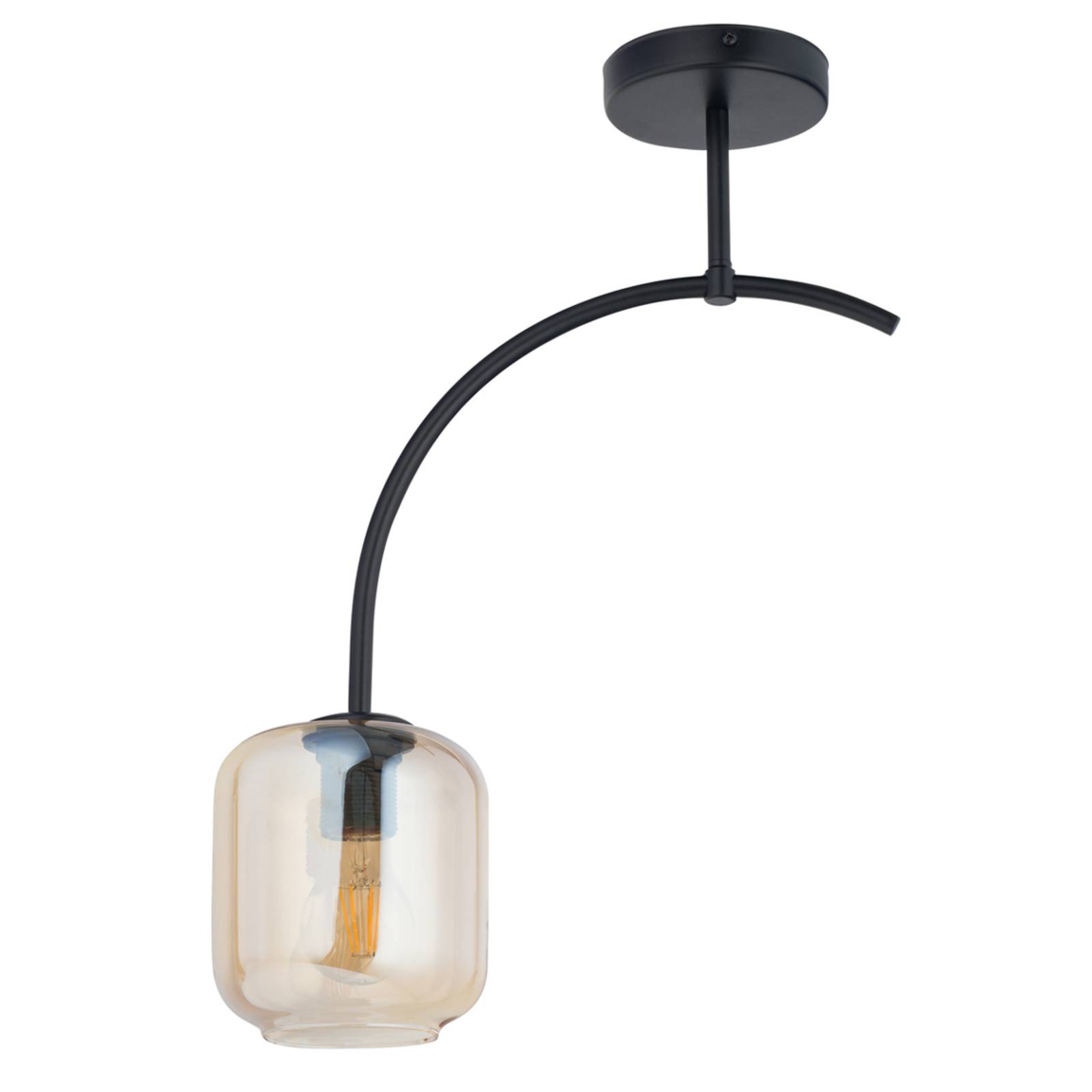 Taklampa Kanja, 1 lampa, svart/amber