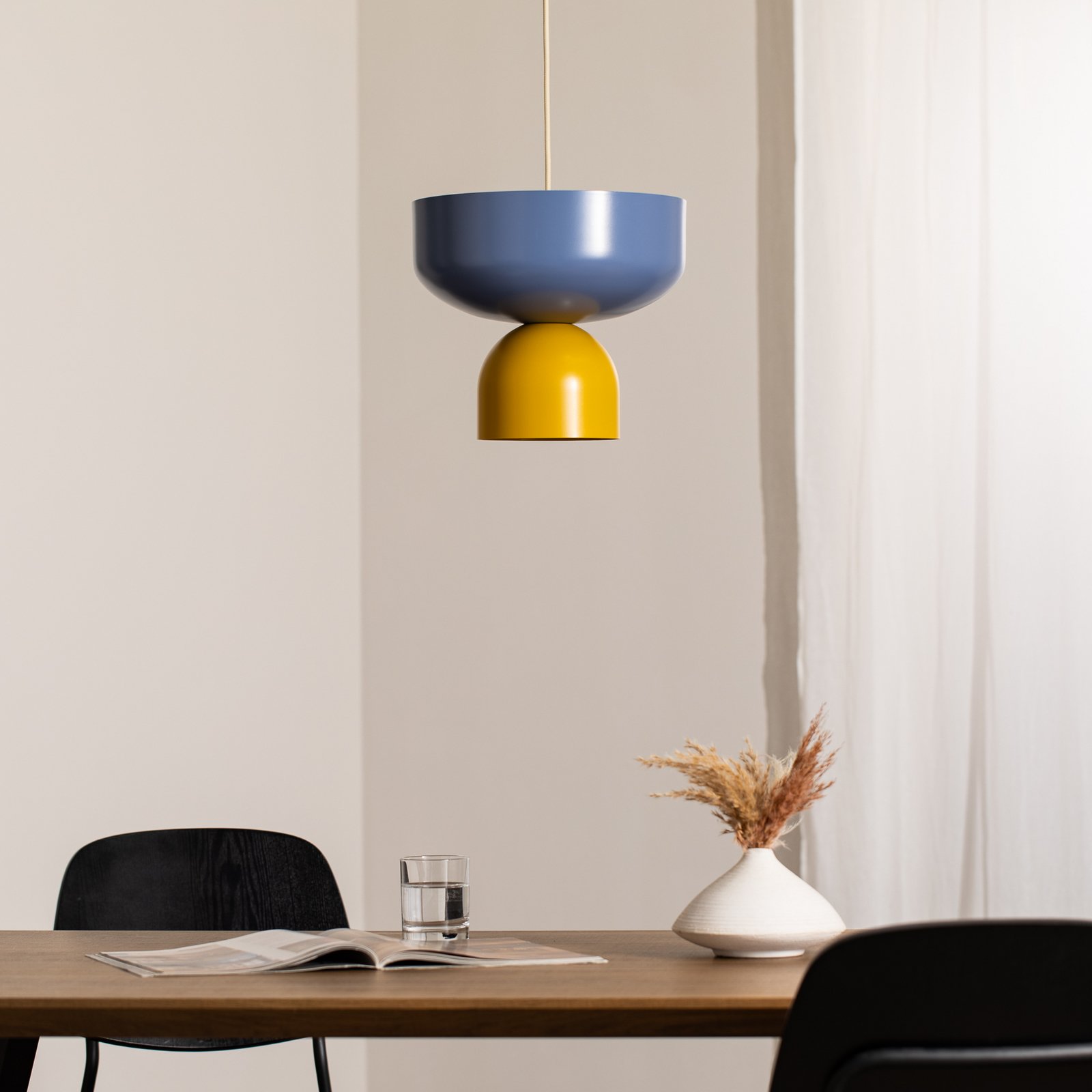 Lampada a sospensione Api, gialla/blu, Ø 30 cm, metallo Lampada a sospensione Api, gialla/blu, Ø 30 cm, metallo