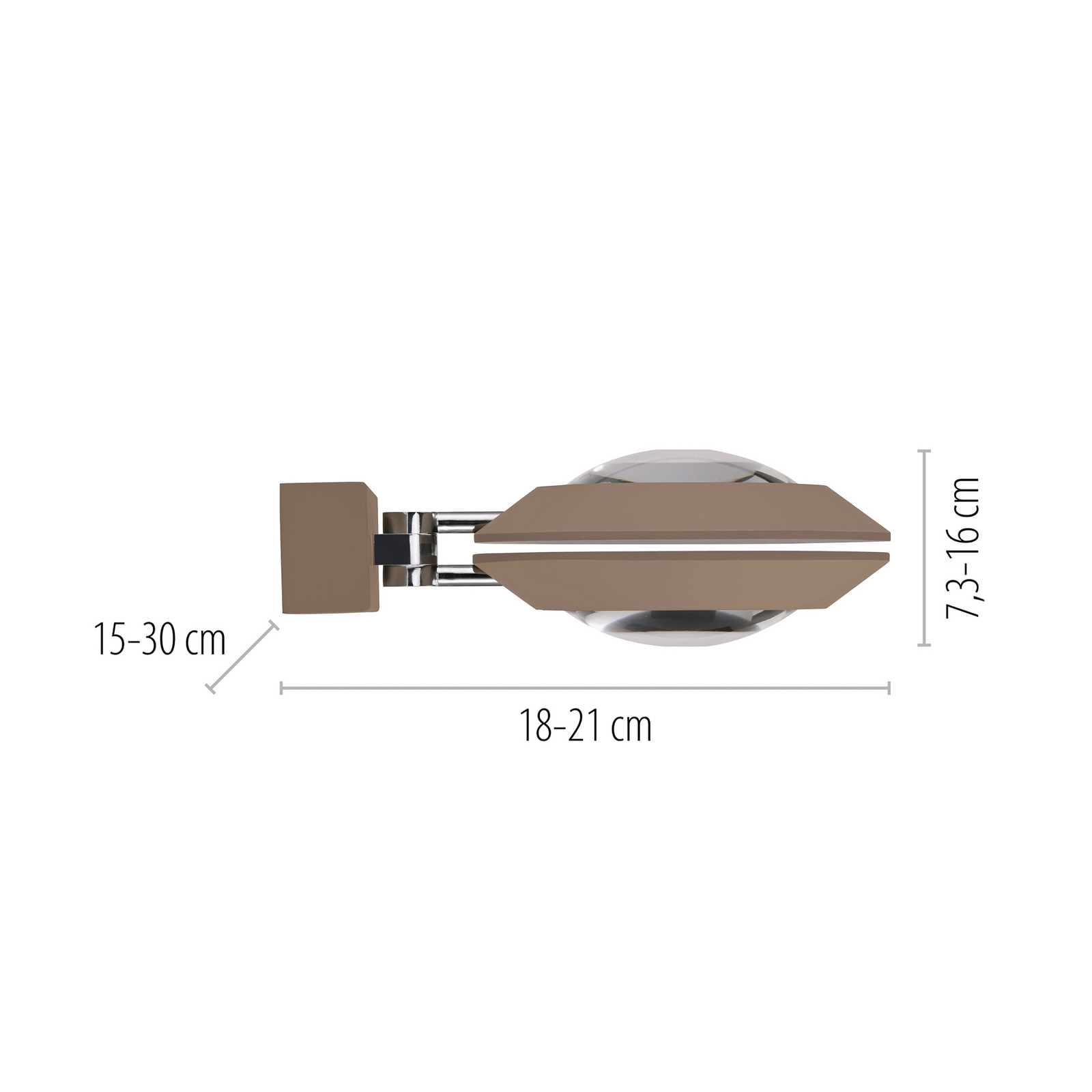 PURE LED stenska svetilka Oculis, bronasta barva 30 cm, železo, 2-svetilna.