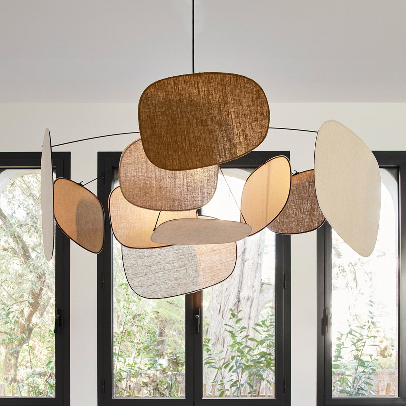 MARKET SET Lampă suspendată Ecranul anilor 70 Ø 110 cm in colorat - Camera de zi / sufragerie - design - multicolor negru - Țesătură / Textil