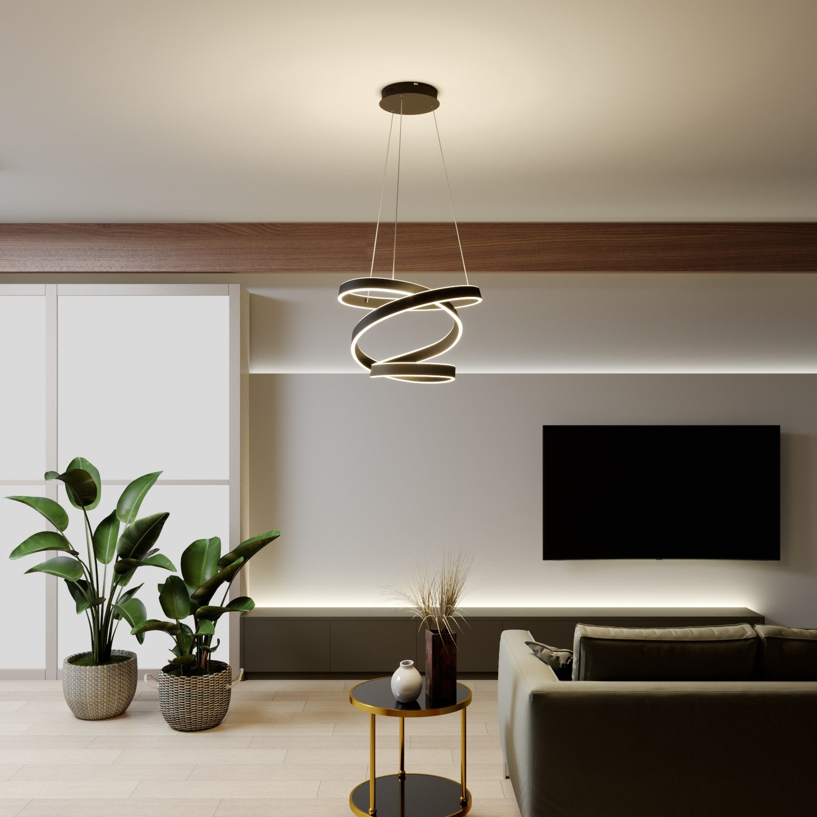 Olada LED Pendant Black - Lindby