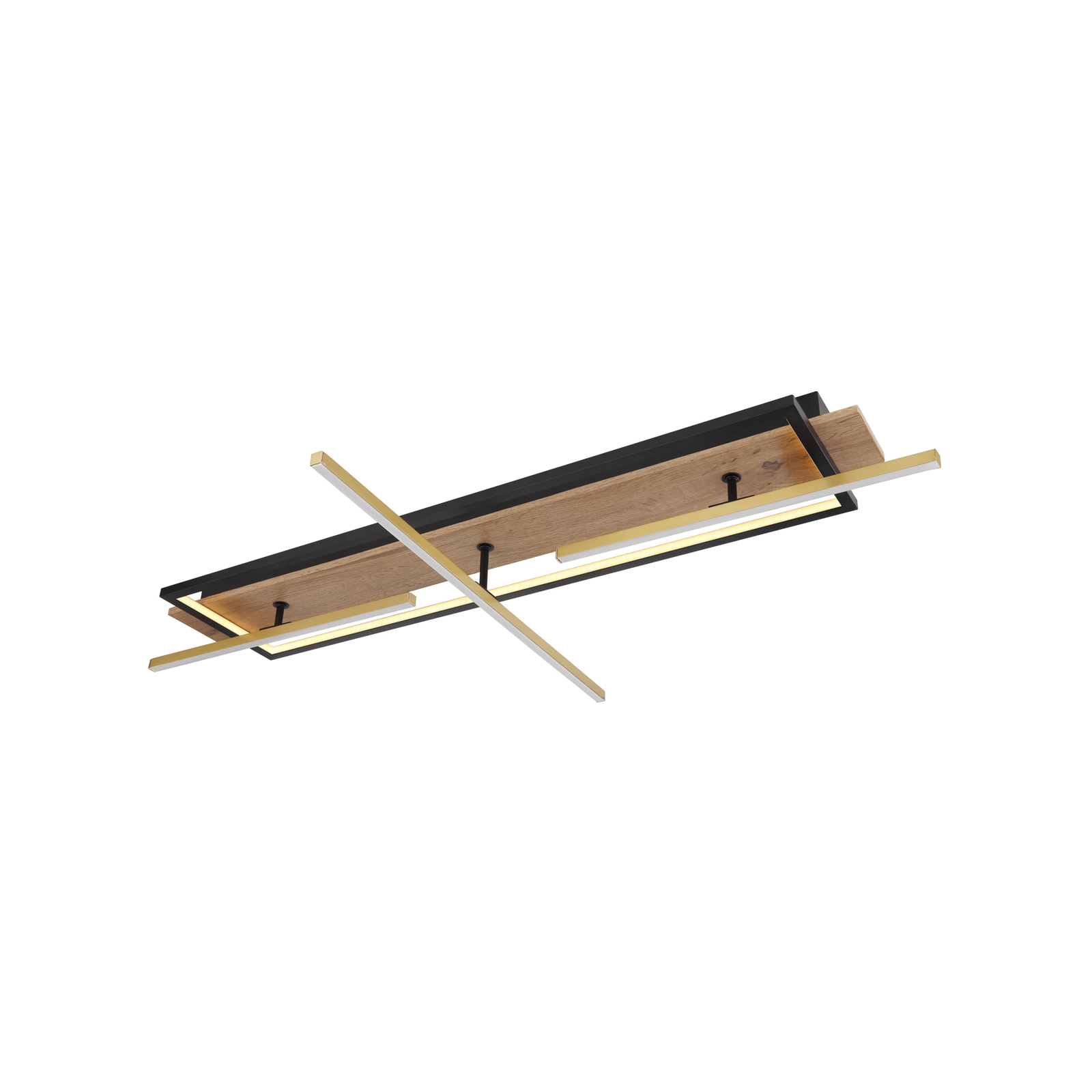 Plafoniera Beatrix LED, lunghezza 100 cm, legno/nero, legno
