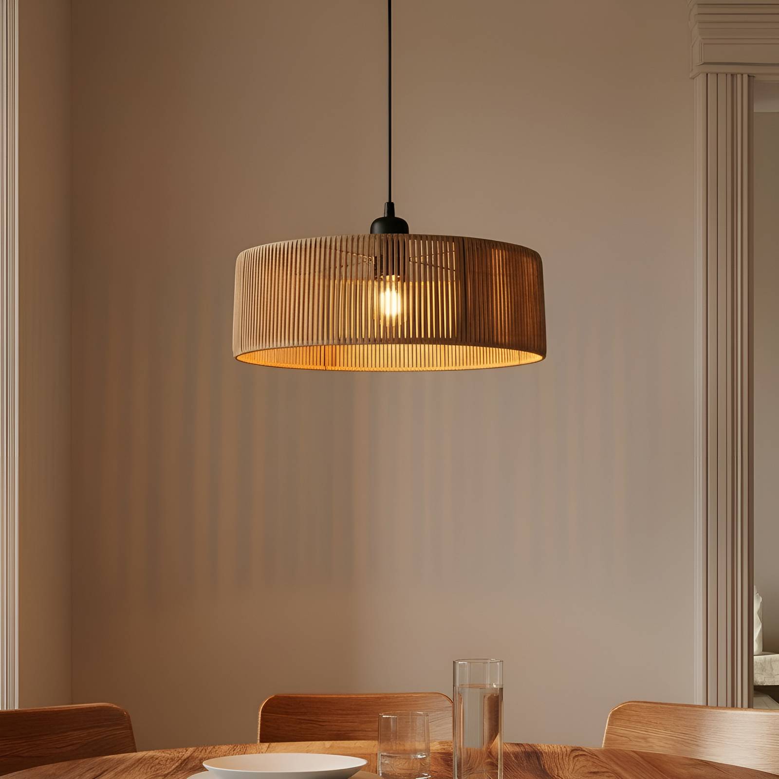 Hängeleuchte Roya Cylinder, Ø 55 cm, beige, Papier günstig online kaufen