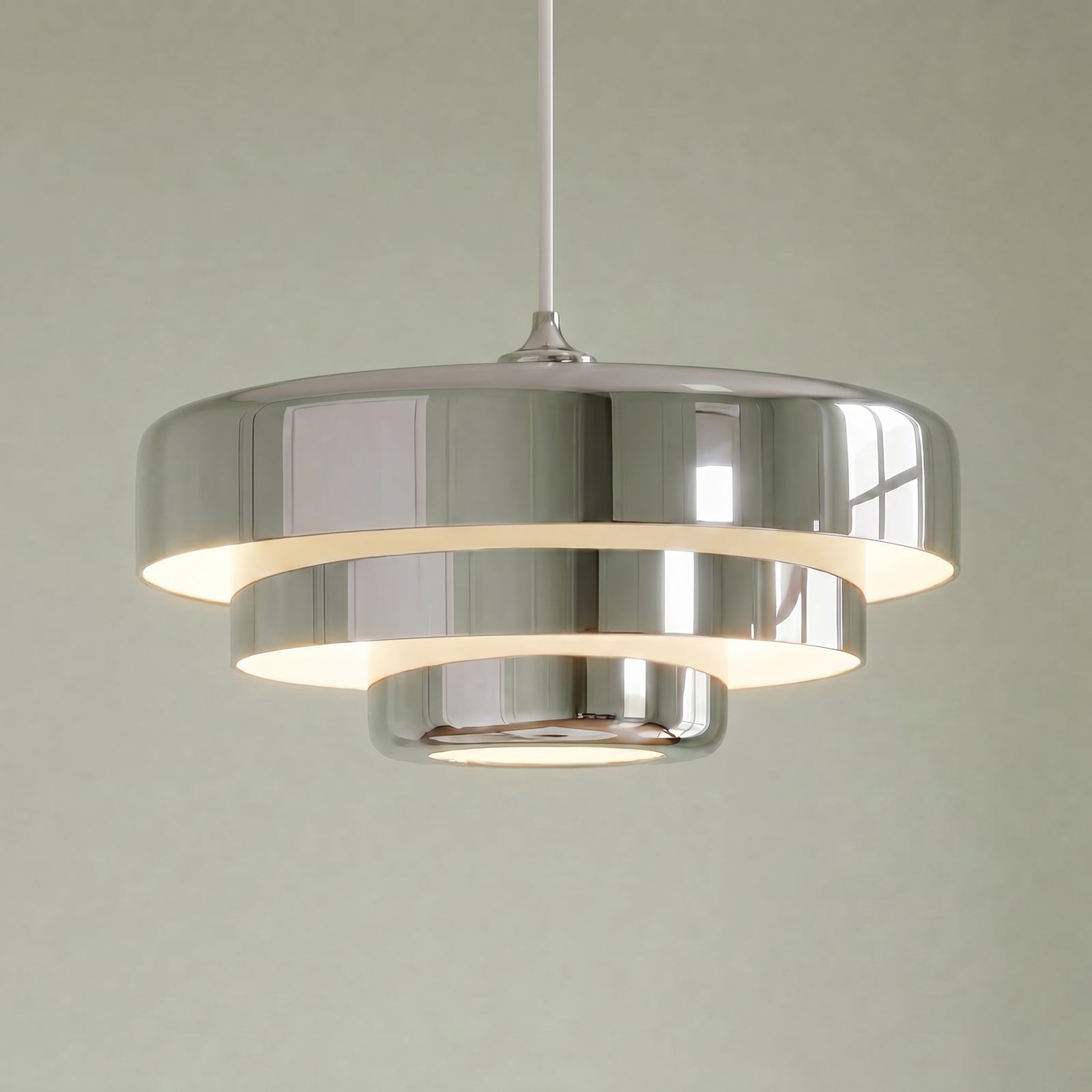 Tivra pendant light, chrome, Ø 35 cm, metal, E27 - Lindby Tivra pendant light, chrome, Ø 35 cm, metal, E27 - Lindby