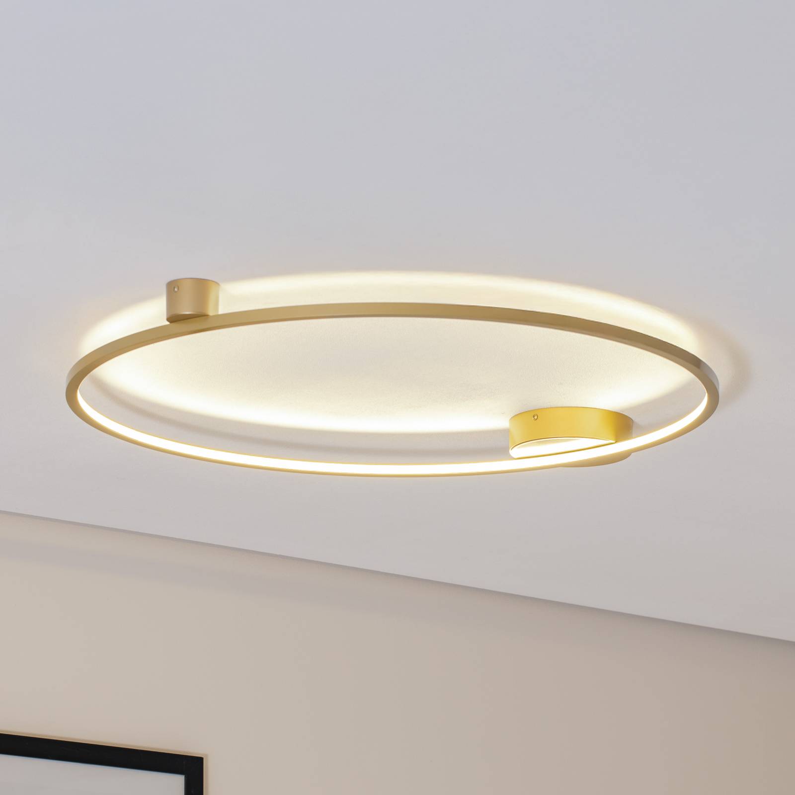 LED-Deckenleuchte Saturno, gold, Ø 80 cm, Metall, 4.000 K günstig online kaufen