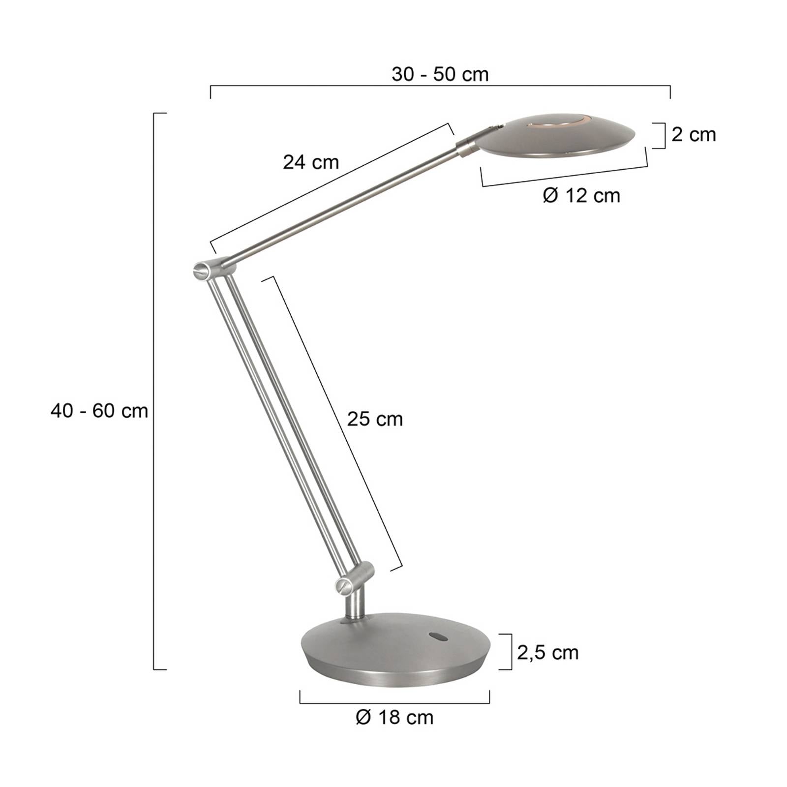 Lampka biurkowa LED Zenith 2, stal, CCT, pilot