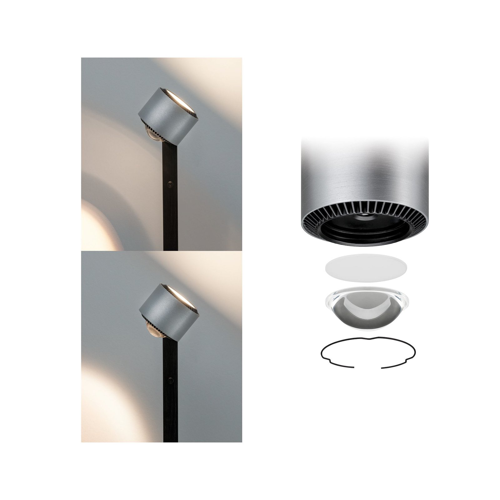 Aldan Floor Lamp Dim. Black/Brushed Alu - Paulmann
