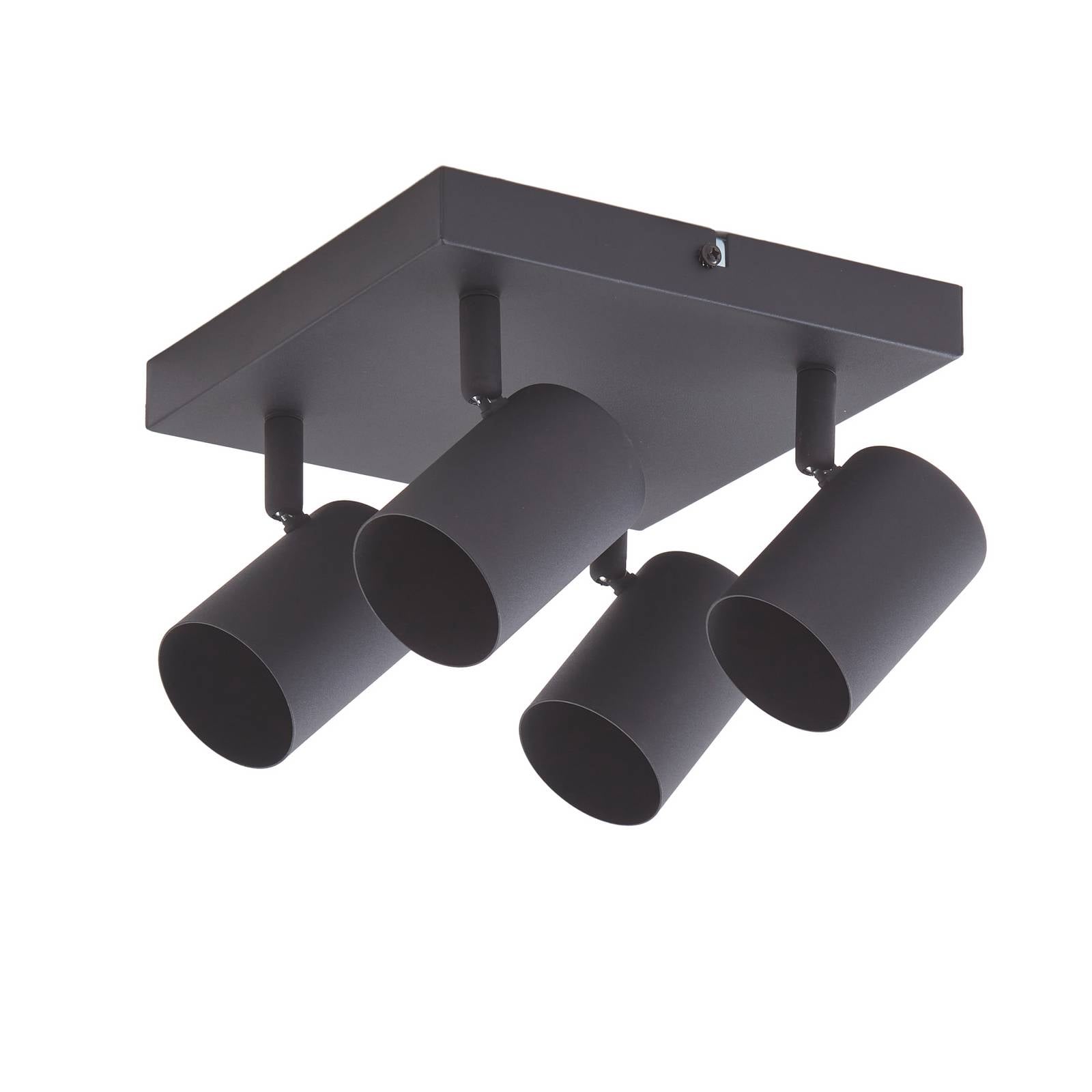 Lindby Deckenspot Jorell, schwarz, 20 cm, 4-flg., GU10