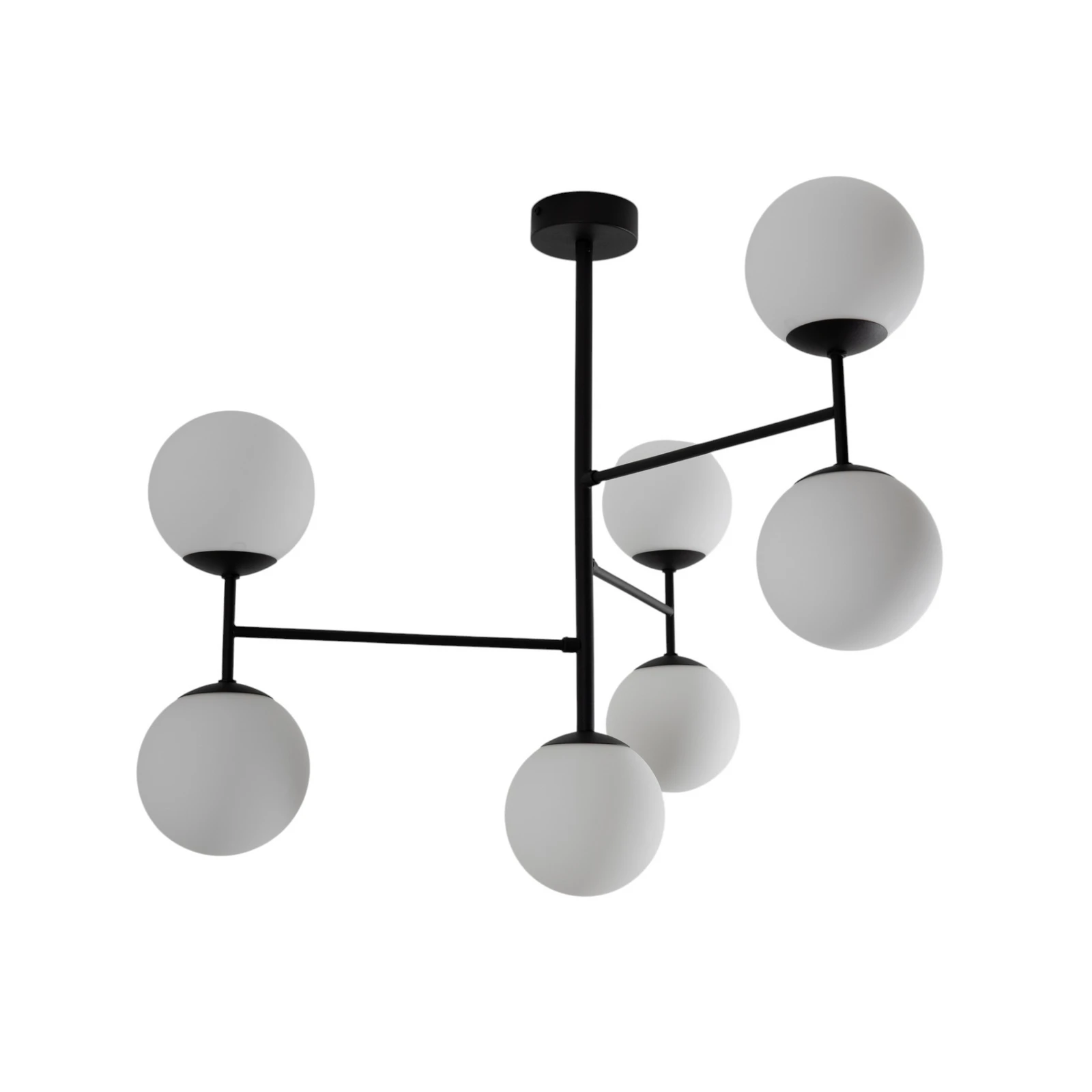 Korek ceiling lamp, black/white, glass, 75 cm, 7-bulb, E14