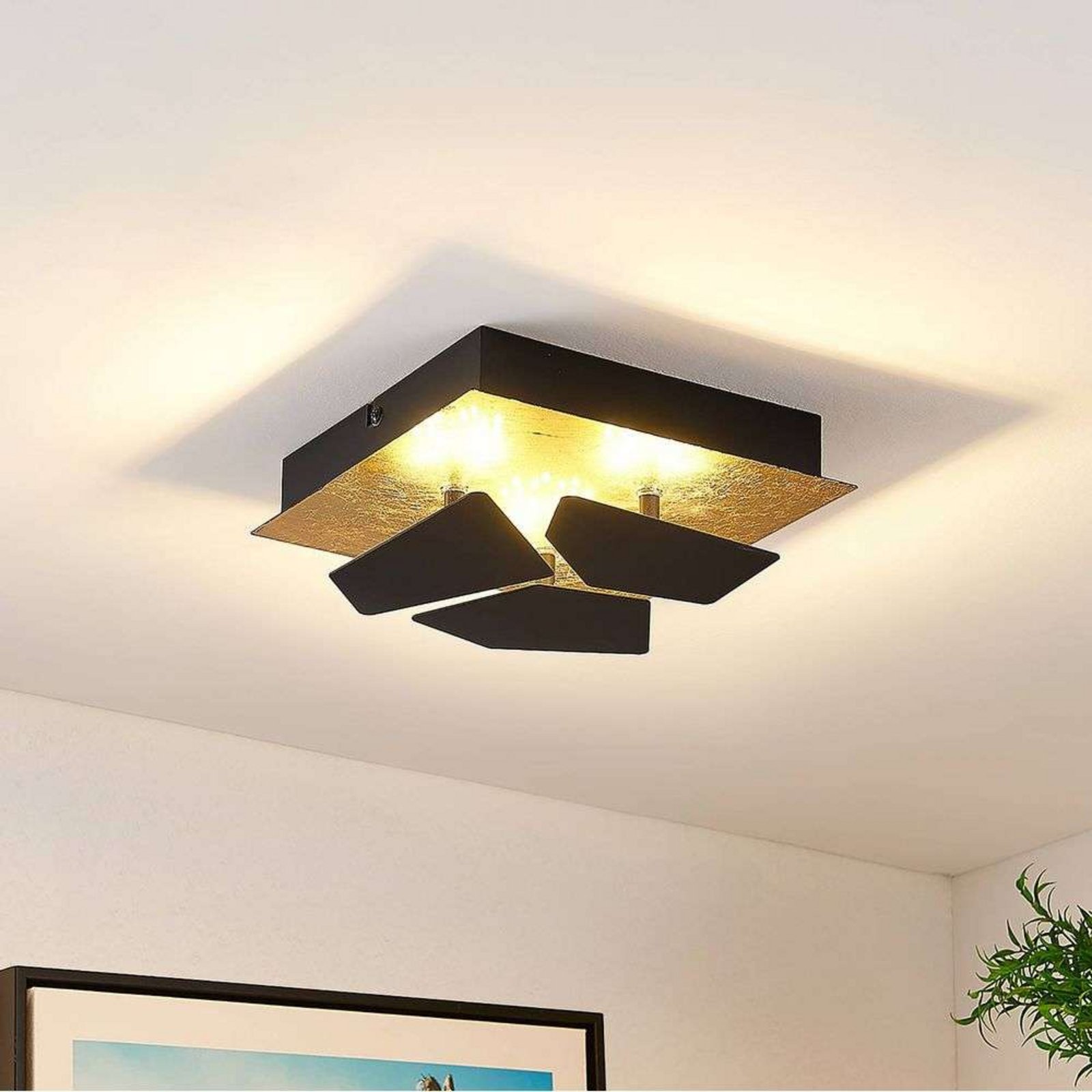 Sorea LED Plafonieră Black/Gold - Lindby