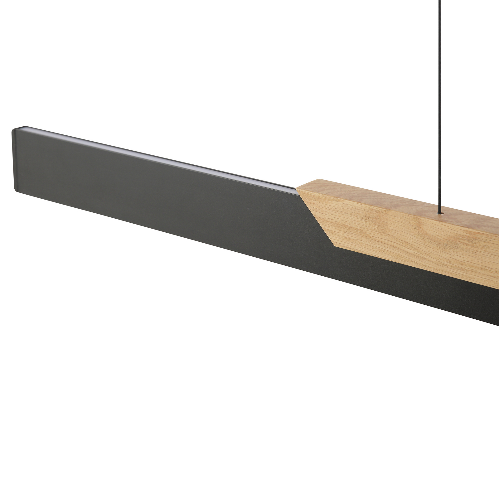 LED висяща лампа Arcus, черна/кафява Дължина 121 cm Метал/дърво