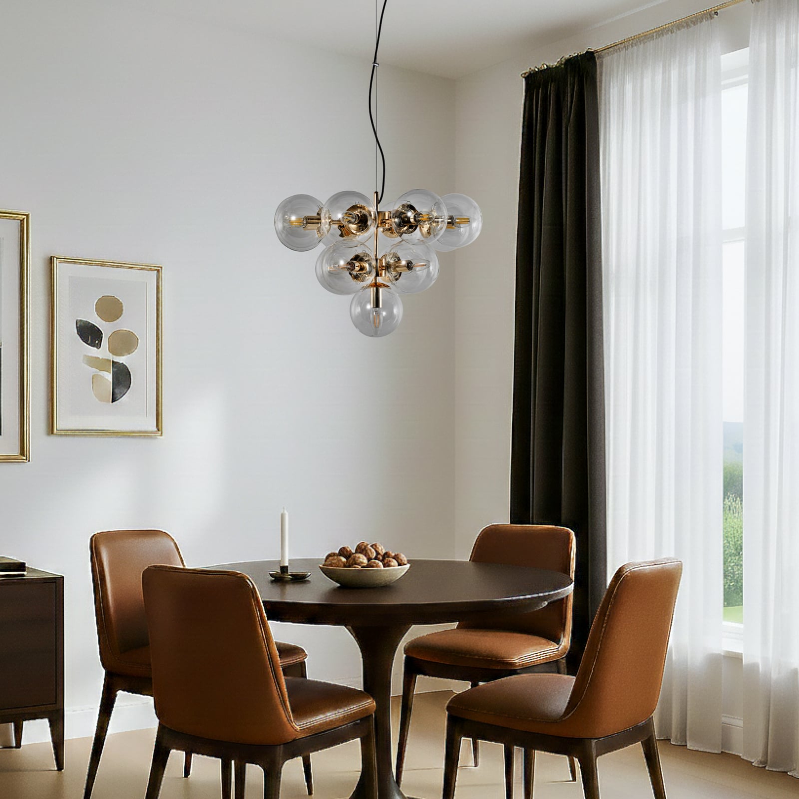 Hengelampe Zumba, glass/metall, gull/klar, 13-flammet Hengelampe Zumba, glass/metall, gull/klar, 13-flammet