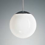 Pendant light with opal sphere, 30 cm, chrome