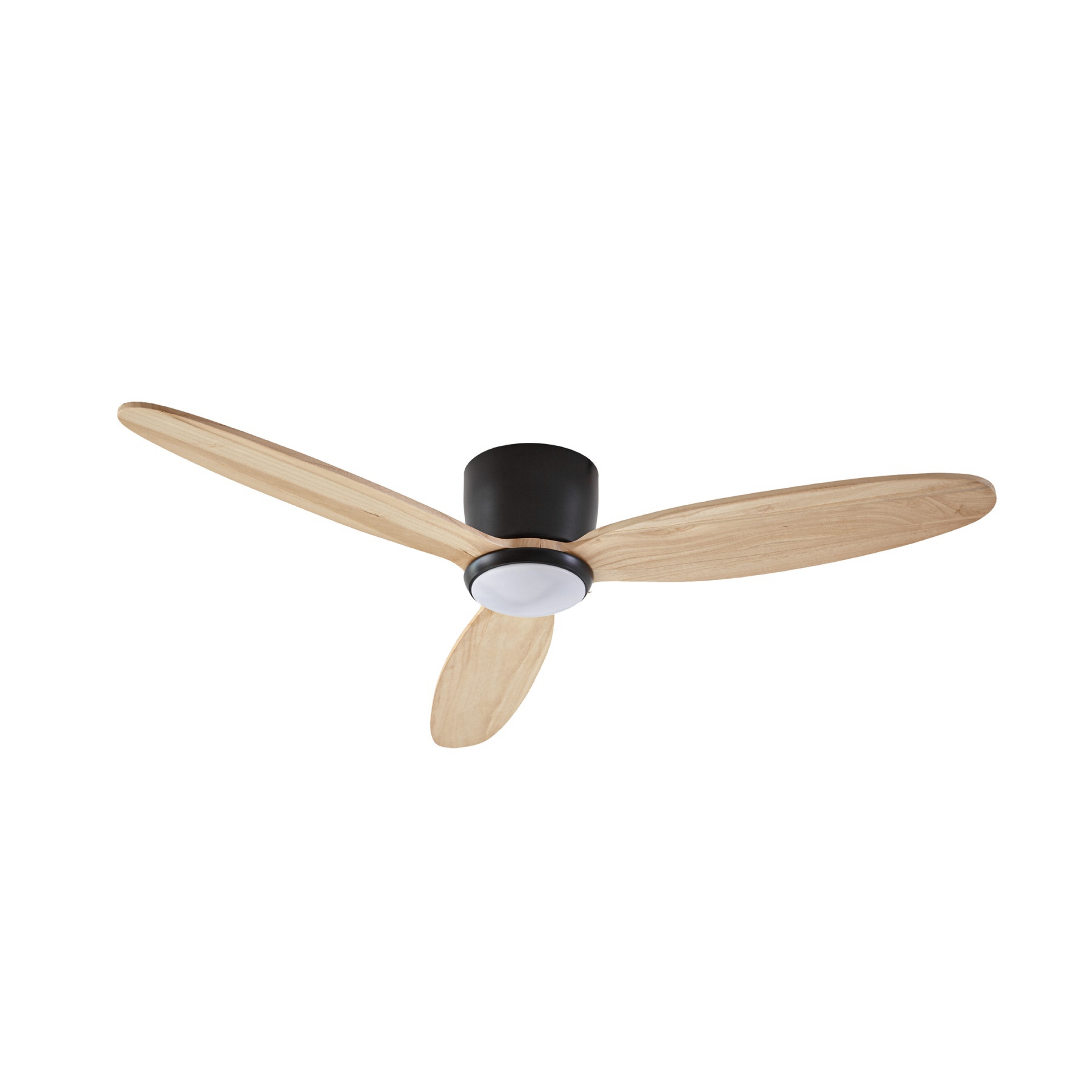 Ventilateur de plafond LED Lignia, noir/bois, CCT, à intensité variable, Ø 132