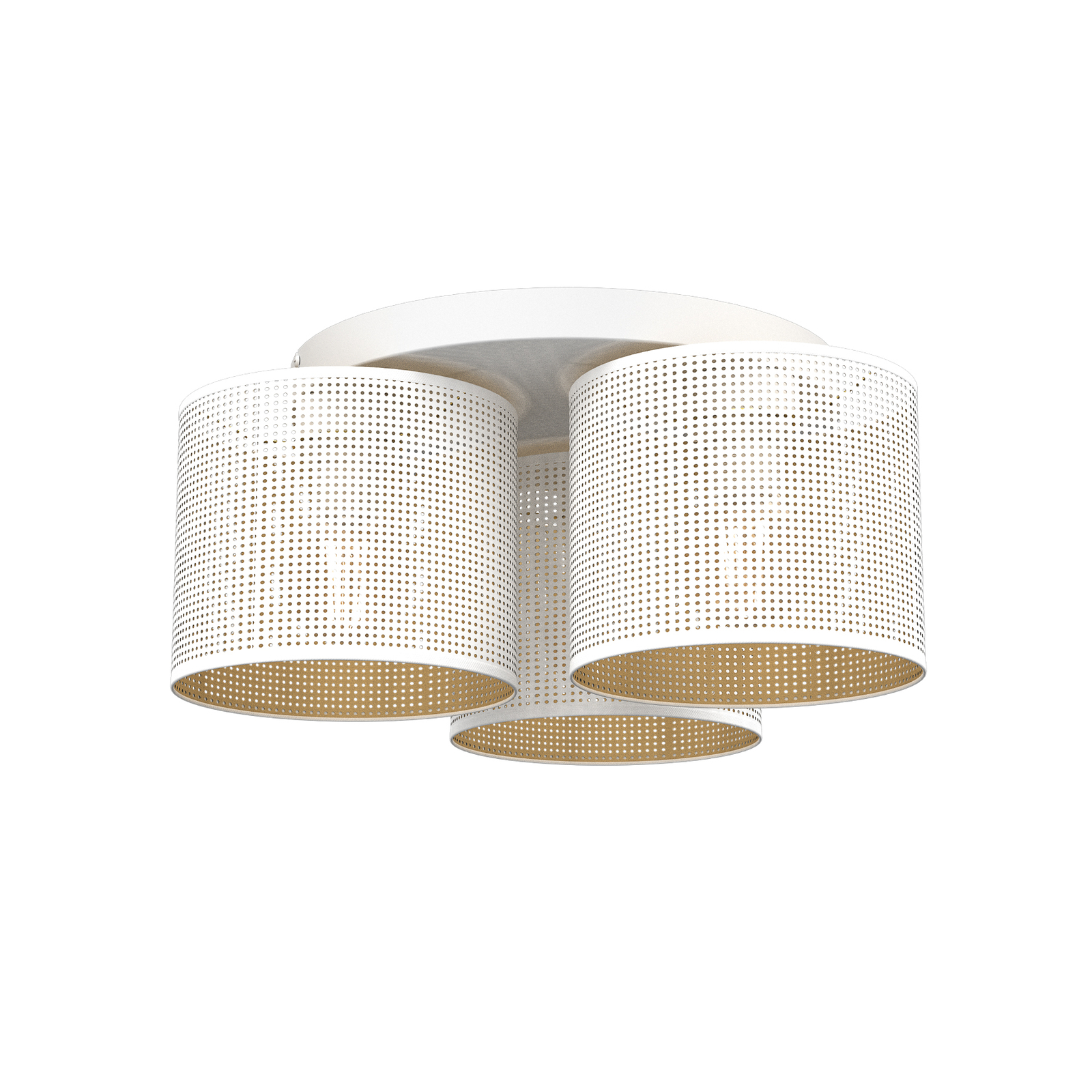 Taklampe Jovin med tre skjermer, hvit/gull