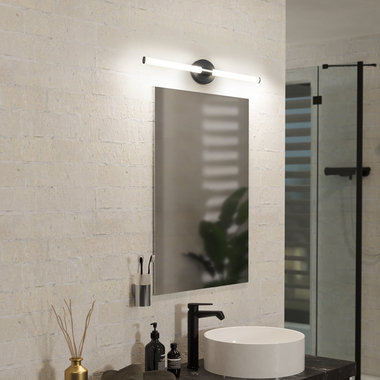 LED-Wandleuchte Ramola, schwarz, Breite 60 cm, IP44, CCT