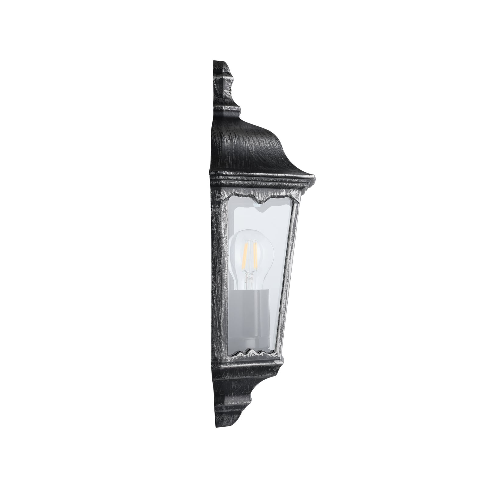 Außenwandlampe Navedo, schwarz/silber, Höhe 43 cm, bündig