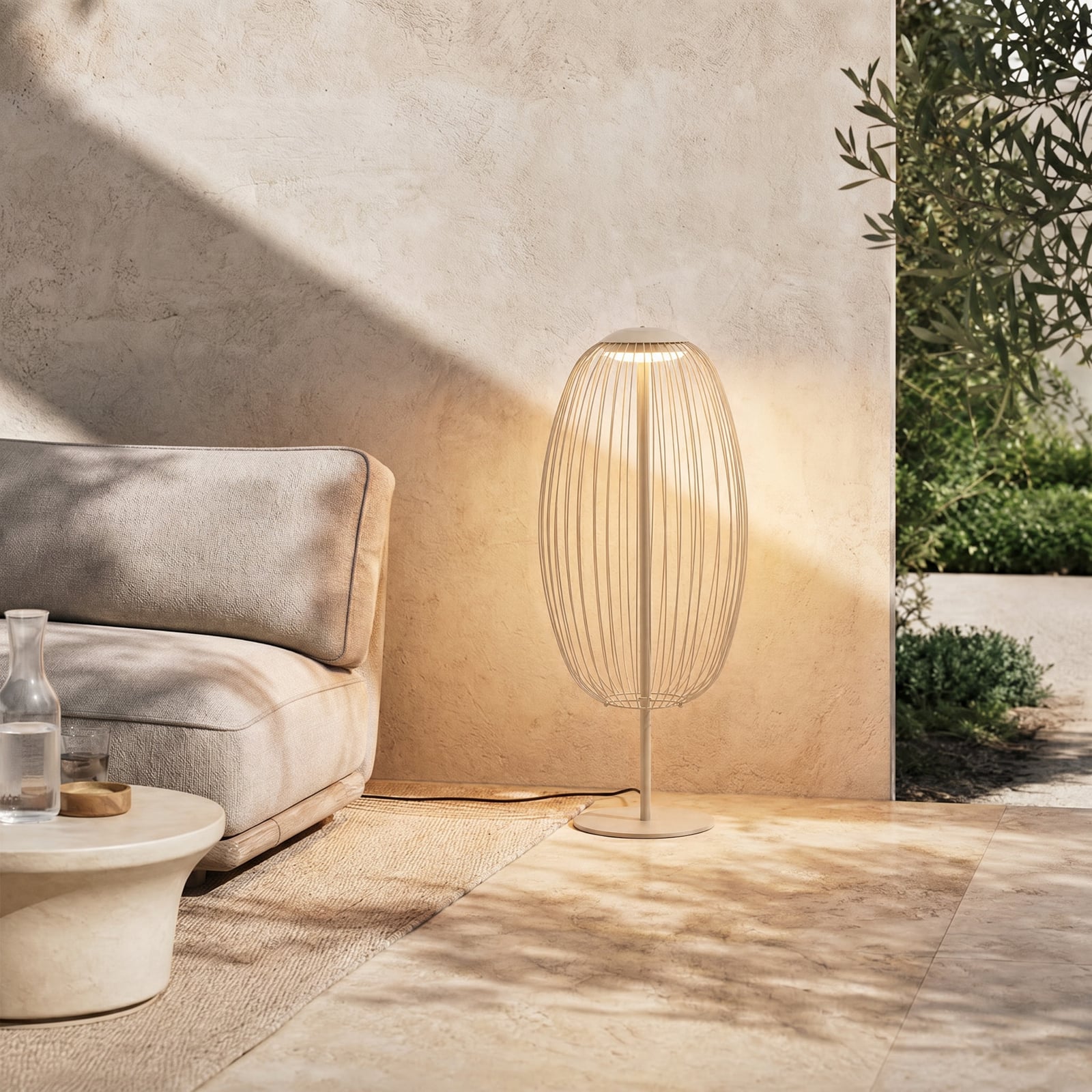 Richi vanjska podna LED lampa, visina 90 cm, bež, IP44, metal - Lucande
