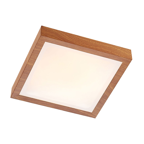 Lindby Vaino LED-Deckenleuchte, Holzoptik, eckig