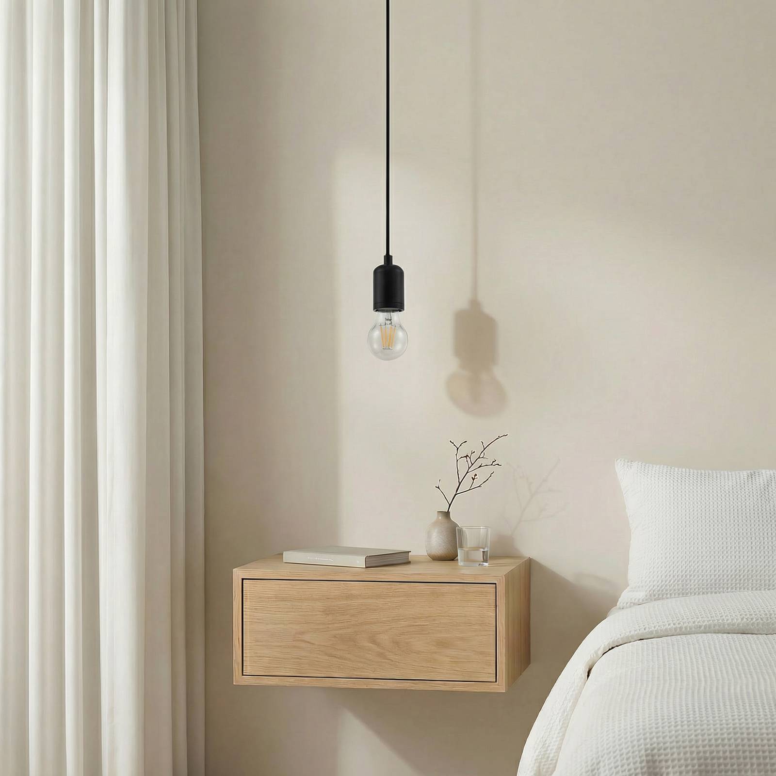 Lampa wisząca Lindby Hattie, oprawa E27, czarna, Ø 4,7 cm