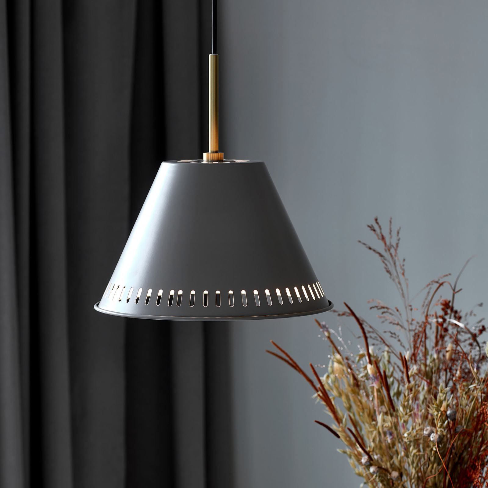 Nordlux Pine hanging light, 1-bulb, grey, for Living / Dining Room, metal, E27, 40 W, energy efficiency: A++, H: 31 cm
