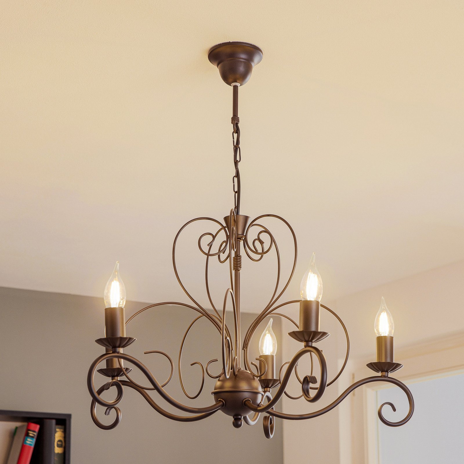 Luminex Candelabru Mauro cu 5 becuri - Camera de zi / sufragerie - Casă de țară / Rustic - negru - Metal