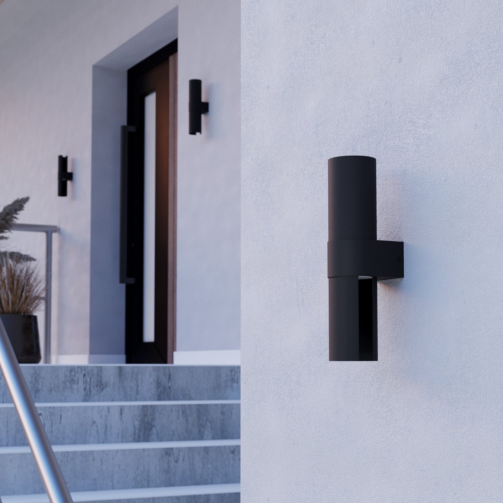 Montelauro LED vanjska zidna svjetiljka, crna, visina 32 cm, metalna