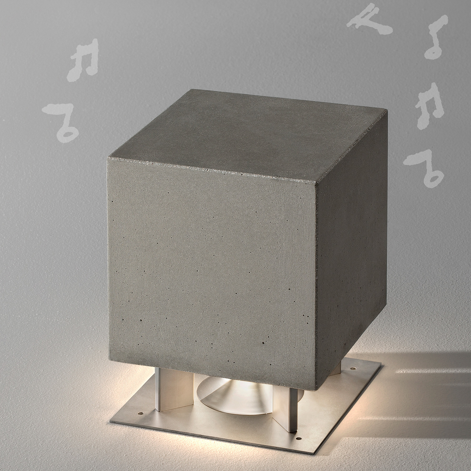 OLEV Cemento LED pillar light with a speaker