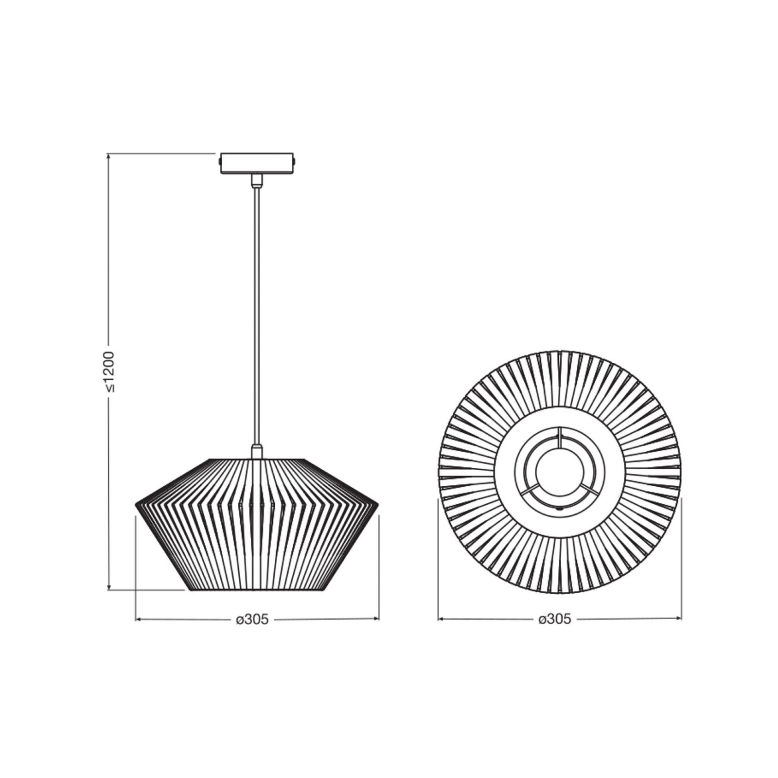 Suspension OSRAM Decor Rubans Ø 30,5 cm, gris, textile, E27